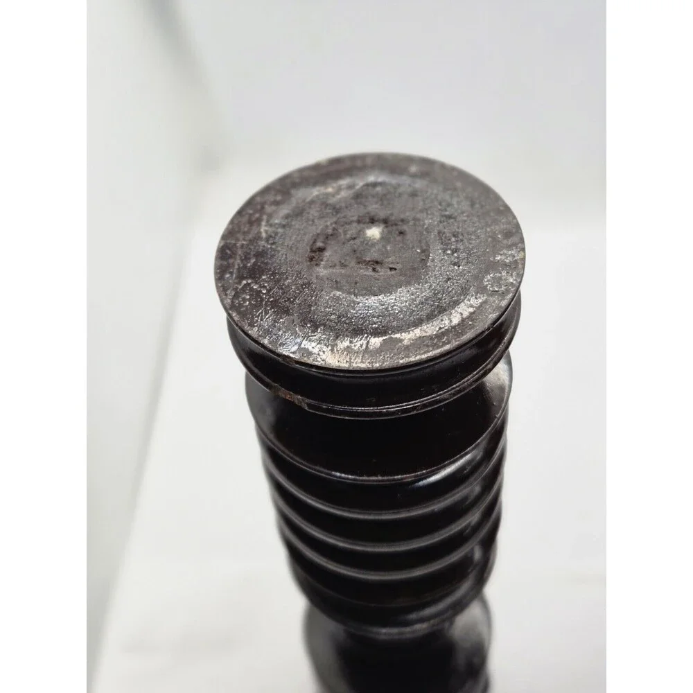 Antique Hand Made Turned Wood Gothic Style Wooden Candle Stick Holder Old World